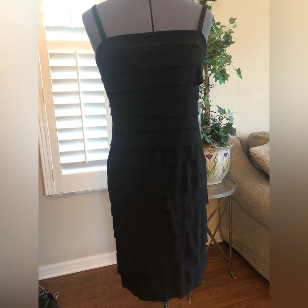 Evan-Picone Black Spaghetti Strap “Flapper” Style Dress. Size 4